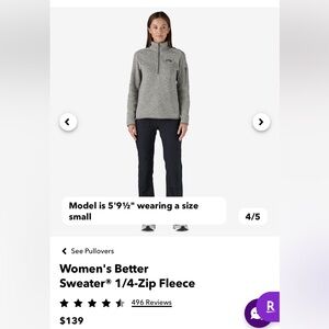 Women’s XL Patagonia Better Sweater 1/4 zip pullover birch white EUC